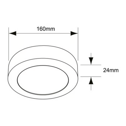 Plafon LED Luz Fría 12W Negro Tecnolite