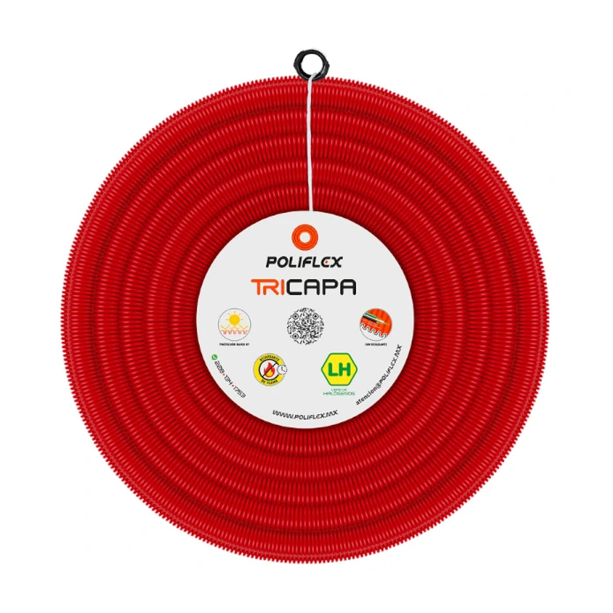 Poliducto Rojo pesado 3/4" con Guía 50m Poliflex