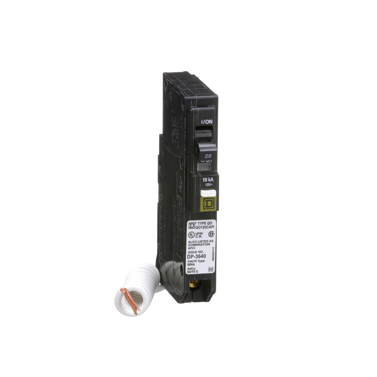 Interruptor Termomagnético QO CAFI 1 Polo, 20 A, 10 kA, Enchufable Schneider Electric QO120CAFI