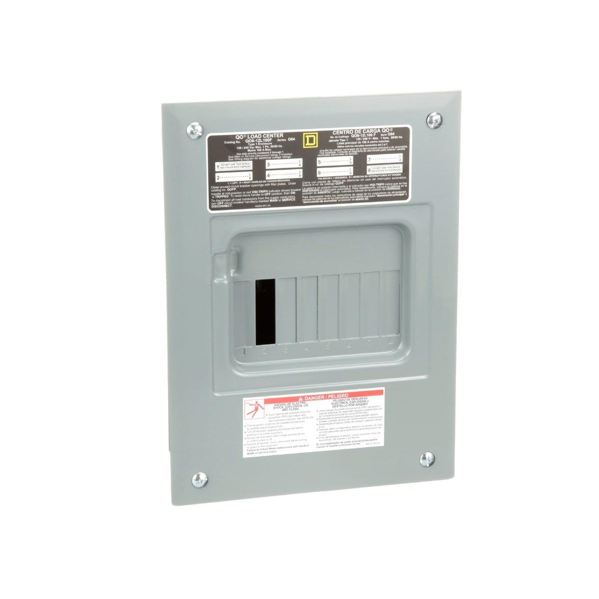 Centro de Carga QO de Zapatas Square D 100A 1F 6P NEMA1 para Empotrar Schneider Electric QO612L100F