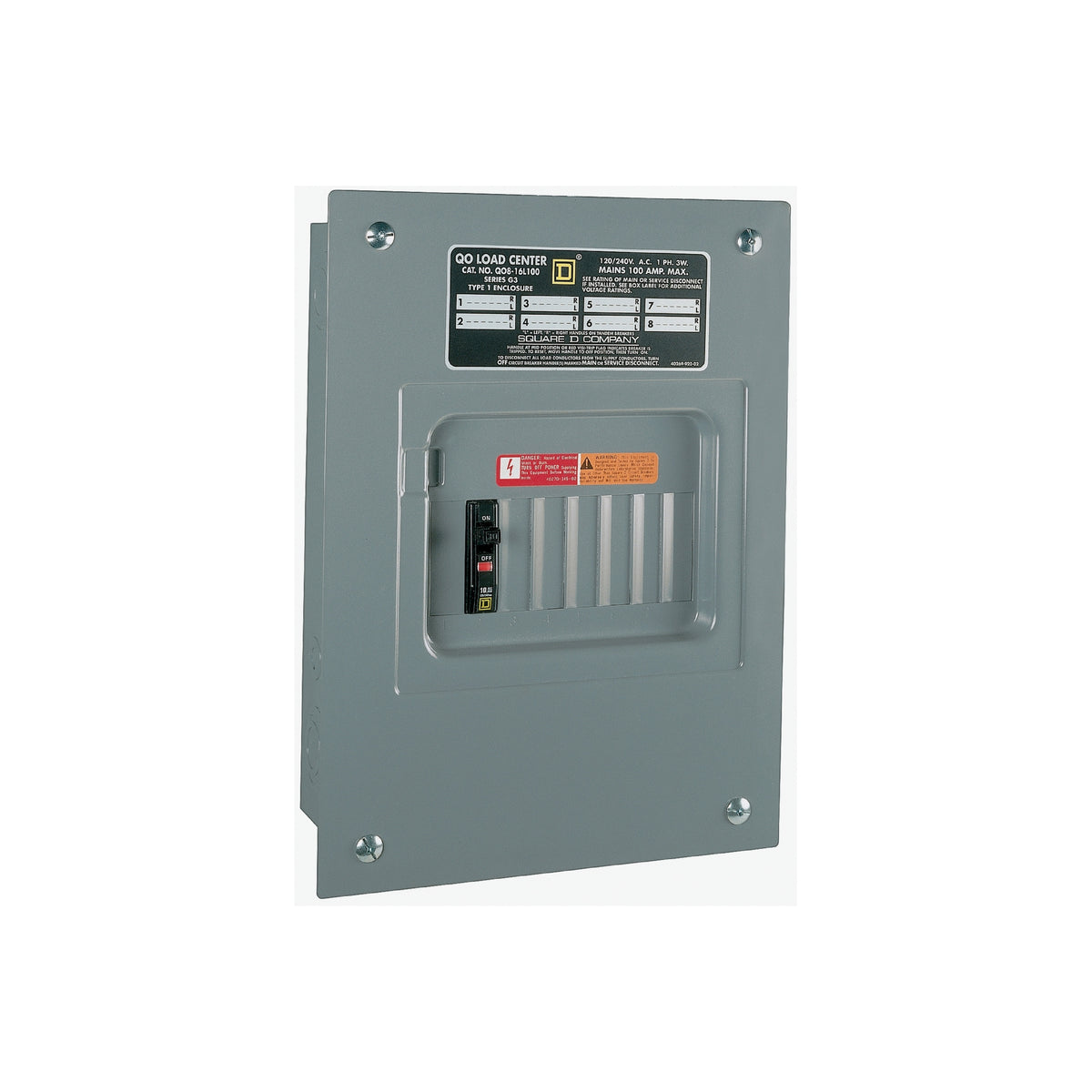 Centro de Carga QO de Zapatas Square D 100A 1F 8P NEMA1 de Empotrar Schneider Electric QO816L100F