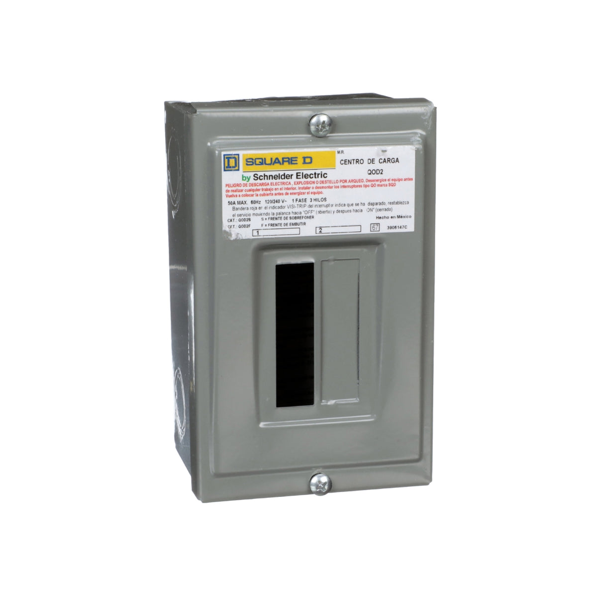 Centro de Carga QO Square D 50A 1F 2P NEMA1 de Sobreponer Schneider Electric QOD2S