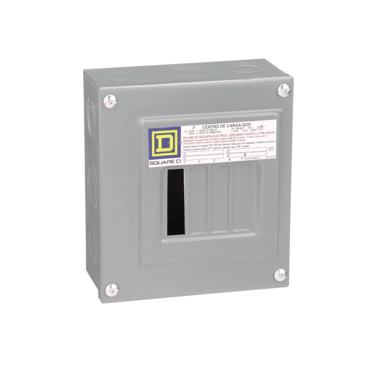 Centro de Carga QO Square D 60A 2F 4P NEMA1 de Sobreponer Schneider Electric QOD4S