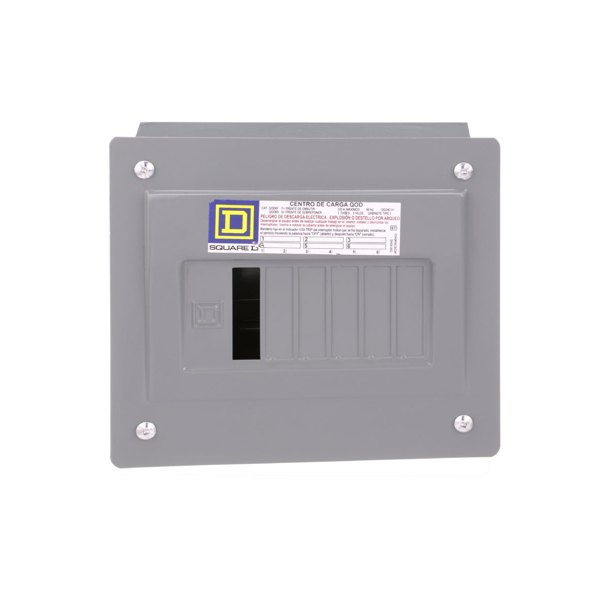 Centro de Carga QO Square D 100A 2F 6P NEMA1 de Empotrar Schneider Electric QOD6F