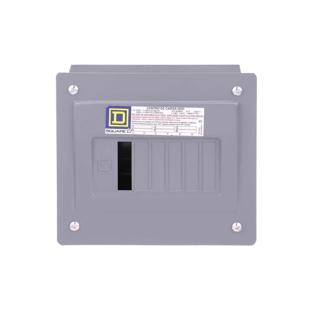 Centro de Carga QO Square D 100A 2F 6P NEMA1 de Empotrar Schneider Electric QOD6F