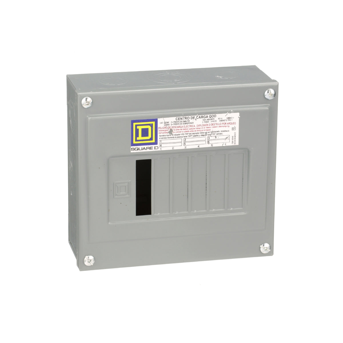 Centro de Carga QO Square D 100A 2F 6P NEMA1 de Sobreponer Schneider Electric QOD6S