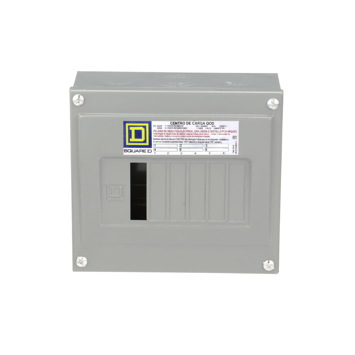 Centro de Carga QO Square D 100A 2F 6P NEMA1 de Sobreponer Schneider Electric QOD6S