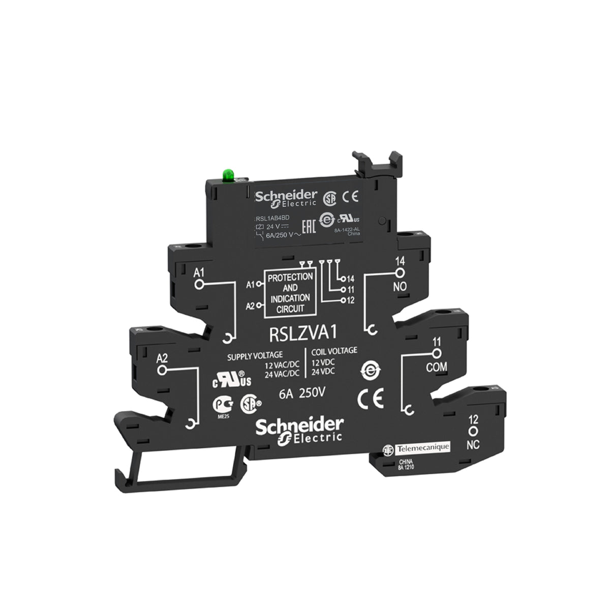 Slim Relay Mounted On Screw Socket With LED And Protection Circuit, 24 V Schneider Electric RSL1PVBU