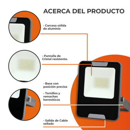 Reflector LED Luz Fría 20W Negro para Exterior Tecnolite