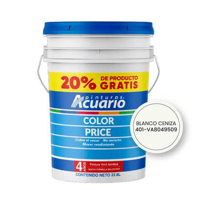 Pintura Blanco Ceniza Vinilica - Acrilica Súper Cubetón 22.8 Litros Acuario + 1 Brocha de regalo