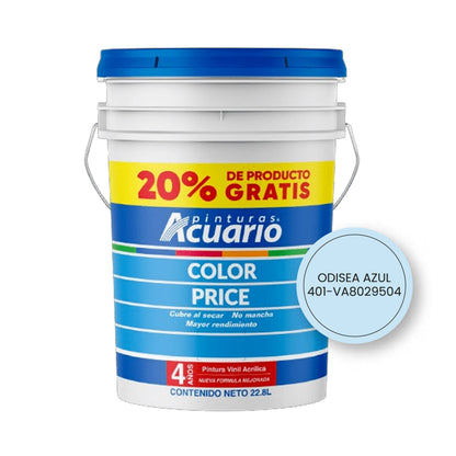Pintura Odisea Azul Vinilica - Acrilica Súper Cubetón 22.8 Litros Acuario + 1 Brocha de regalo