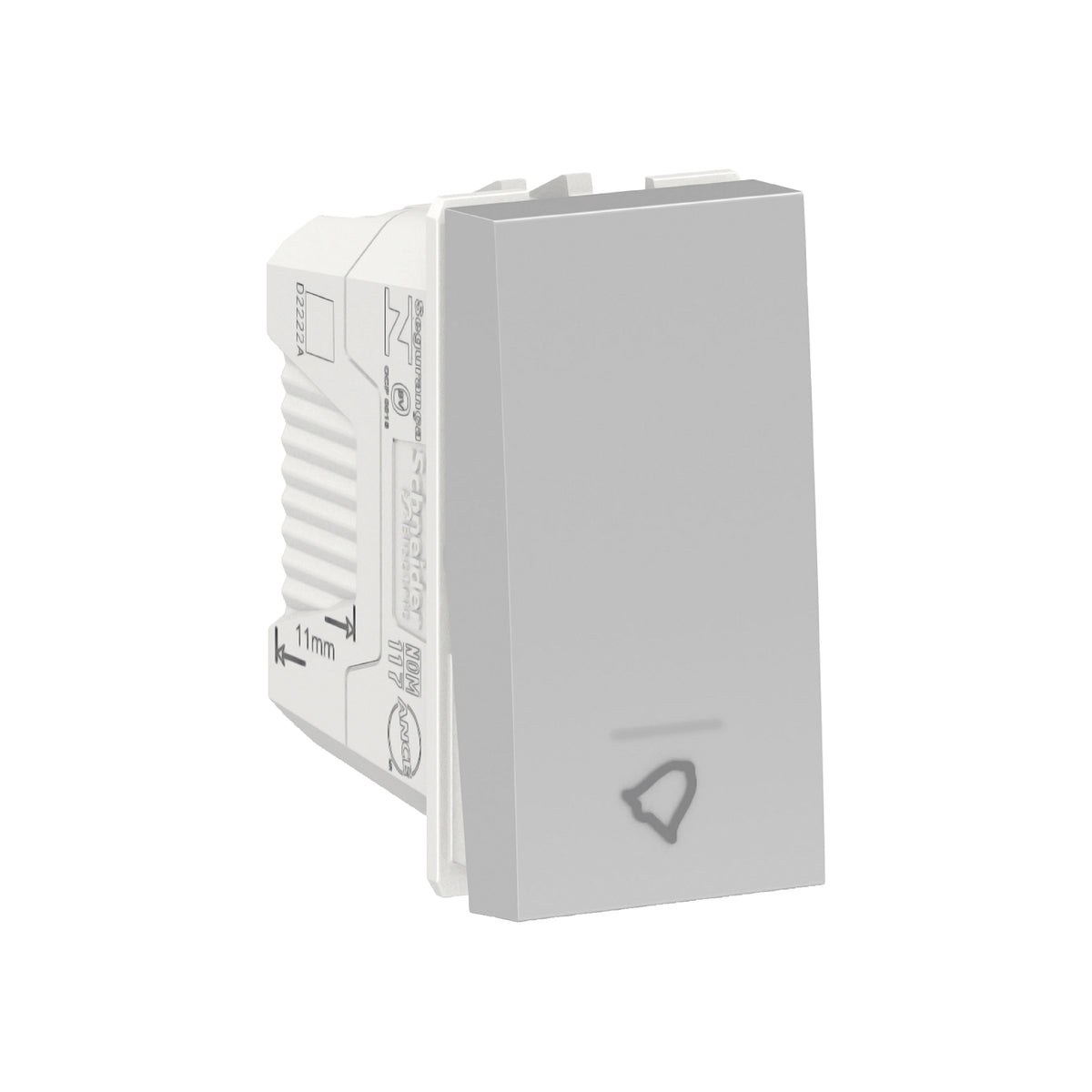 Botón Pulsador de Orion de 1 Módulo, 10A, 127V en Color Plata Schneider Electric S70112674