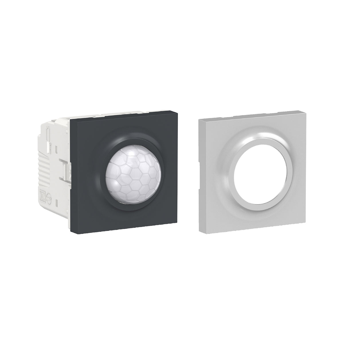 Sensor de Movimiento Orion de 127/220 VCA, 2 Módulos, en Color Grafito y Plata Schneider Electric S70723179