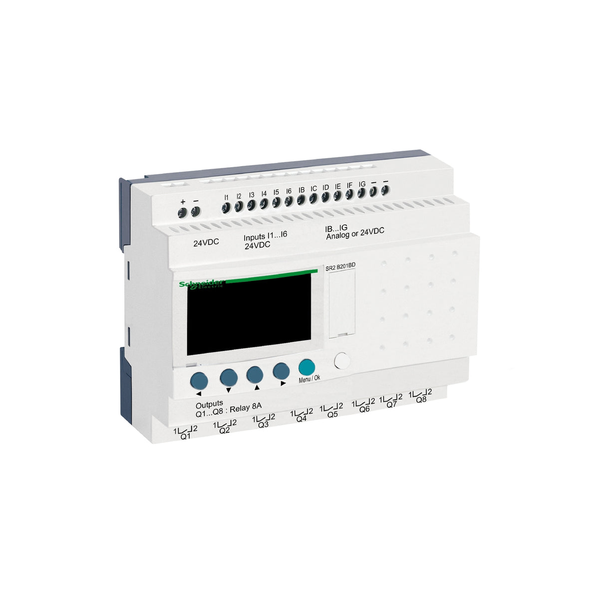 Compact Smart Relay Zelio Logic-20 I o-24 V DC-Clock-Display Schneider Electric SR2B201BD