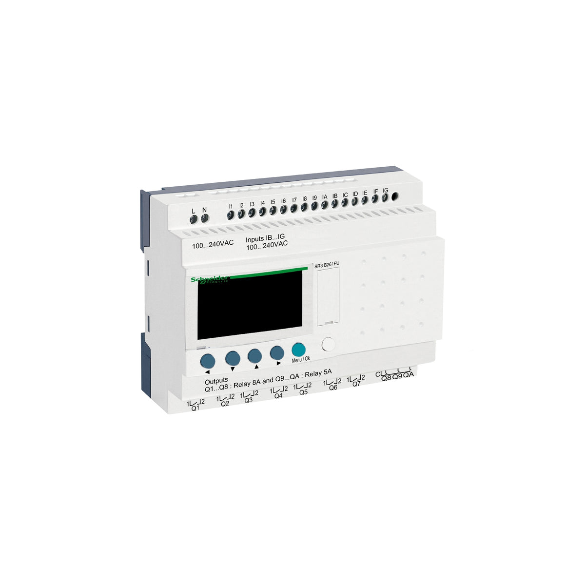 Relevador Inteligente Zeliologic de 100 a 240V con 26 Entradas/Salidas, Reloj y Pantalla Schneider Electric SR3B261FU