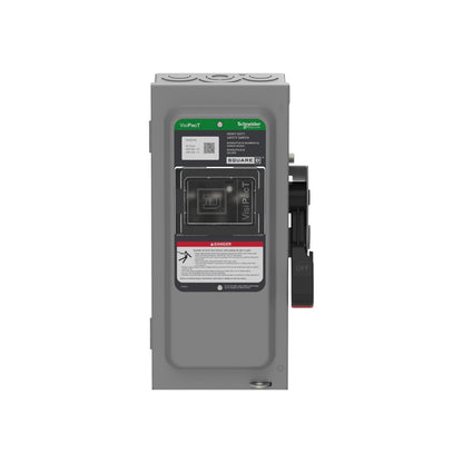 Interruptor de Seguridad, Uso Pesado, con Fusible, Ventana de Visualización, NEMA 1,240 V, 30 A, 3 Polos, Neutro Instalado Schneider Electric VH321N