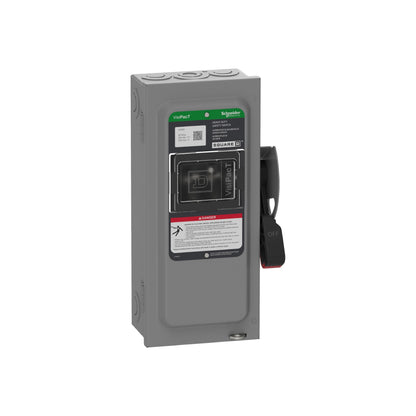 Interruptor de Seguridad, Uso Pesado, con Fusible, Ventana de Visualización, NEMA 1,600 V, 30 A, 3 Polos Schneider Electric VH361