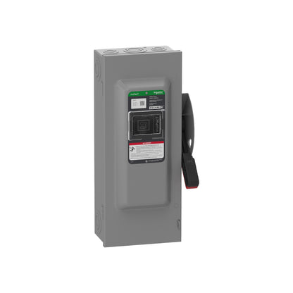 Interruptor de Seguridad, Uso Pesado, con Fusible, Ventana de Visualización, NEMA 1,600 V, 100 A, 3 Polos Schneider Electric VH363