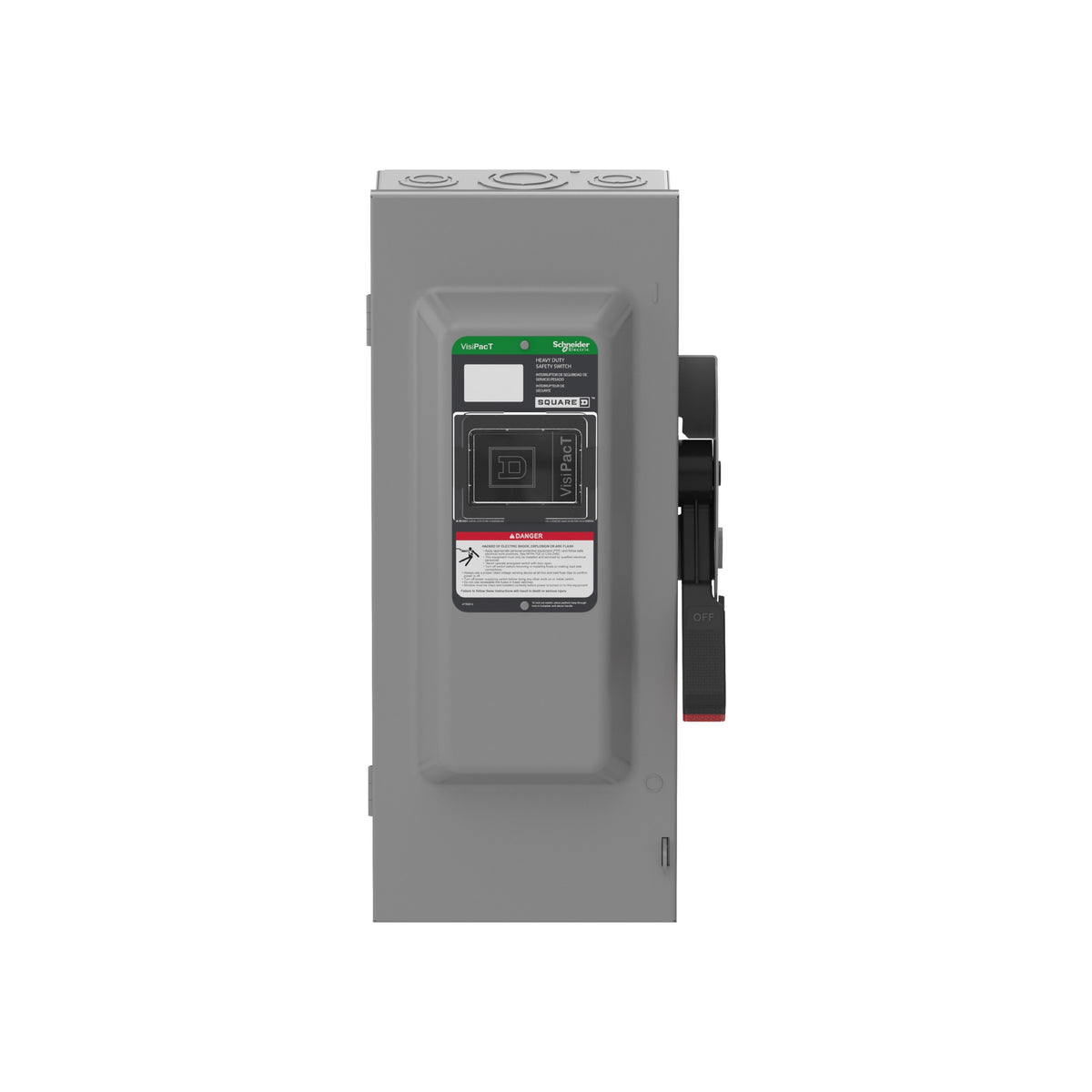 Interruptor de Seguridad, Uso Pesado, con Fusible, Ventana de Visualización, NEMA 1,600 V, 100 A, 3 Polos Schneider Electric VH363