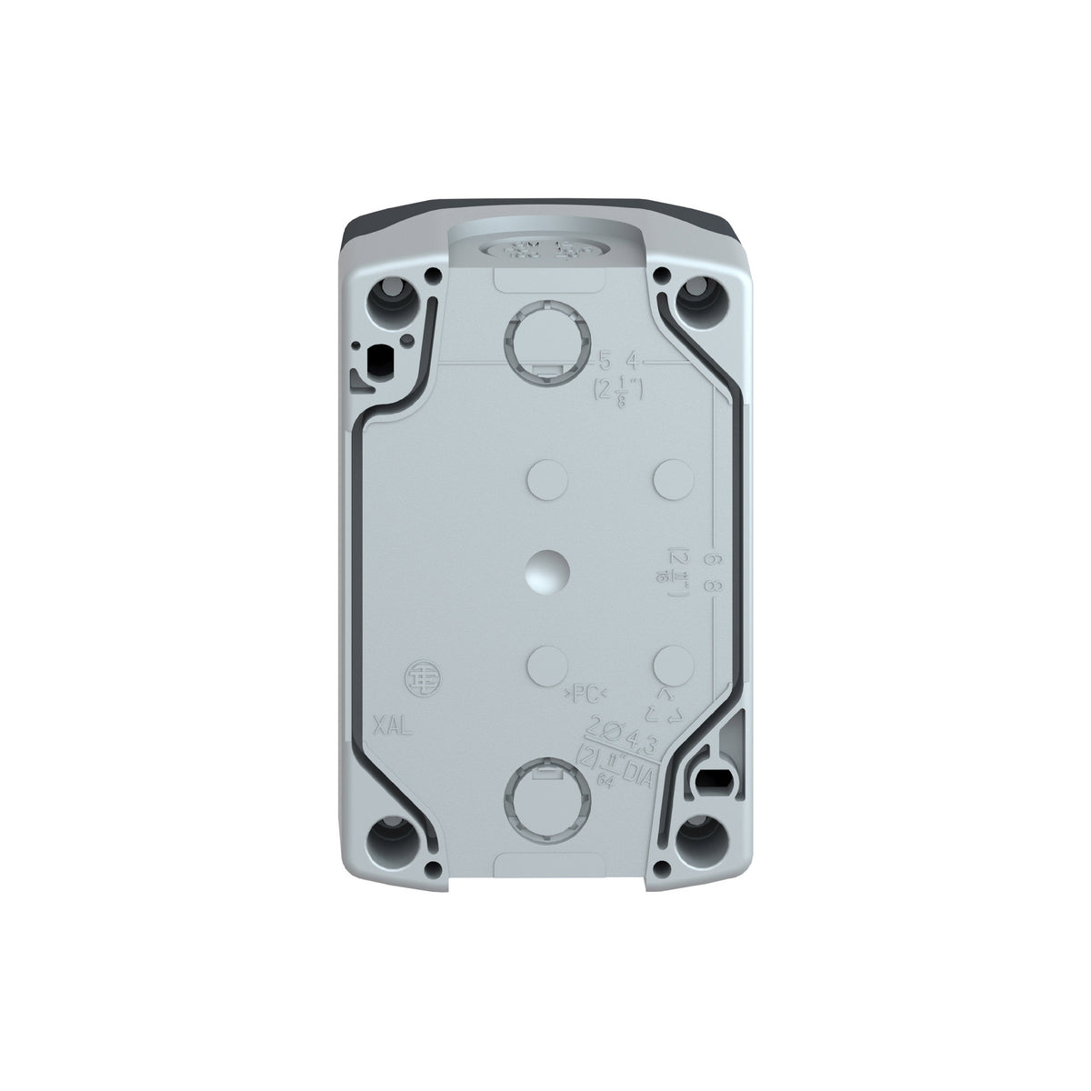 Dark Grey Empty Enclosure Lid With Light Grey Base-2 Cut-Outs Schneider Electric XALD02