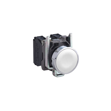 Pulsador, Metal, Harmony XB4, Empotrado, Blanco, 22 MM, Retorno por Resorte, sin Marcar, 1 NO Schneider Electric XB4BA11