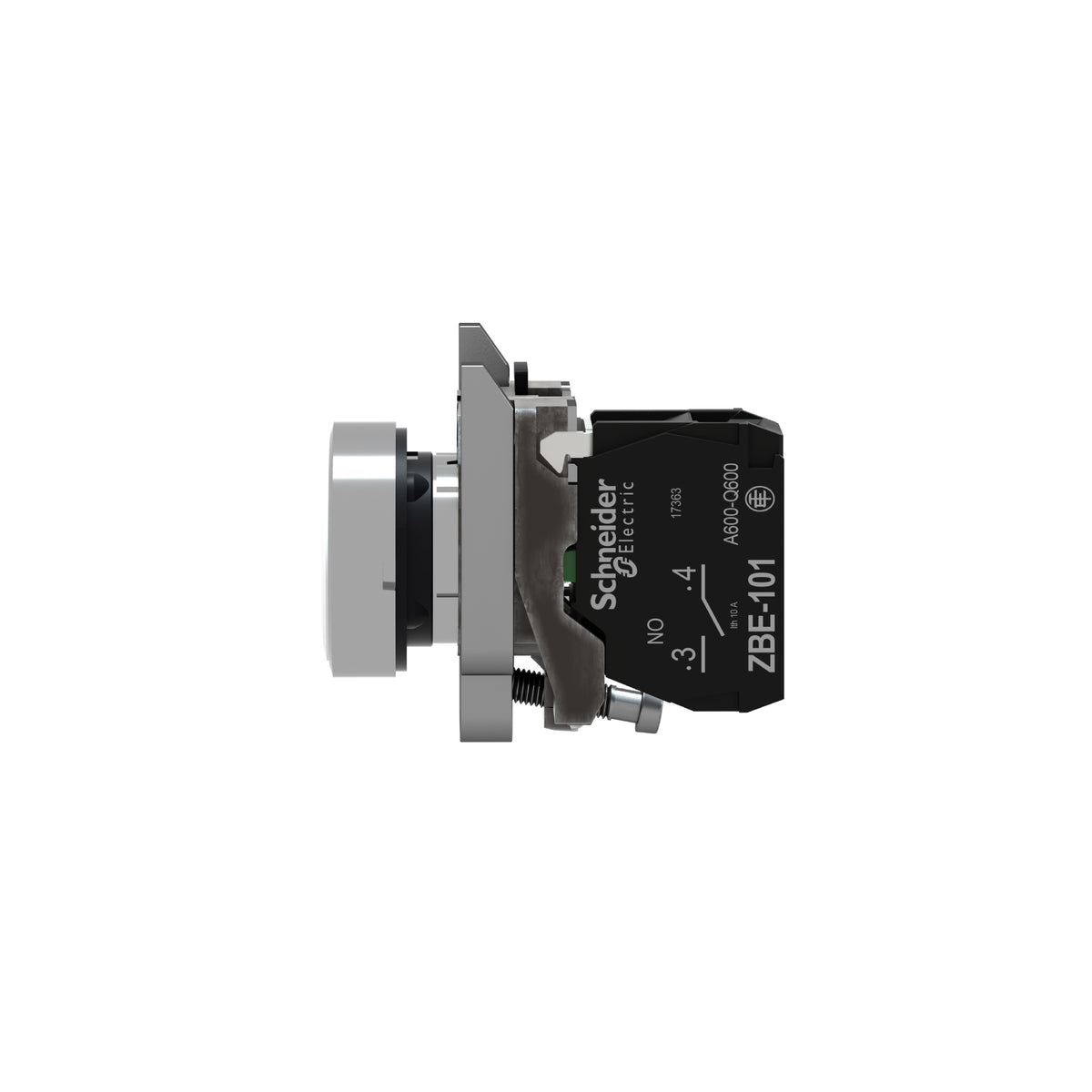 Pulsador, Metal, Harmony XB4, Empotrado, Blanco, 22 MM, Retorno por Resorte, sin Marcar, 1 NO Schneider Electric XB4BA11
