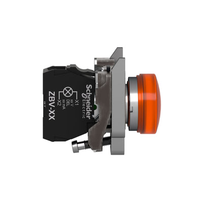 Piloto Luminoso Redondo Ø 22- IP65-Amarillo- Base Ba 9 S-250 V-Terminales Schneider Electric XB4BV65
