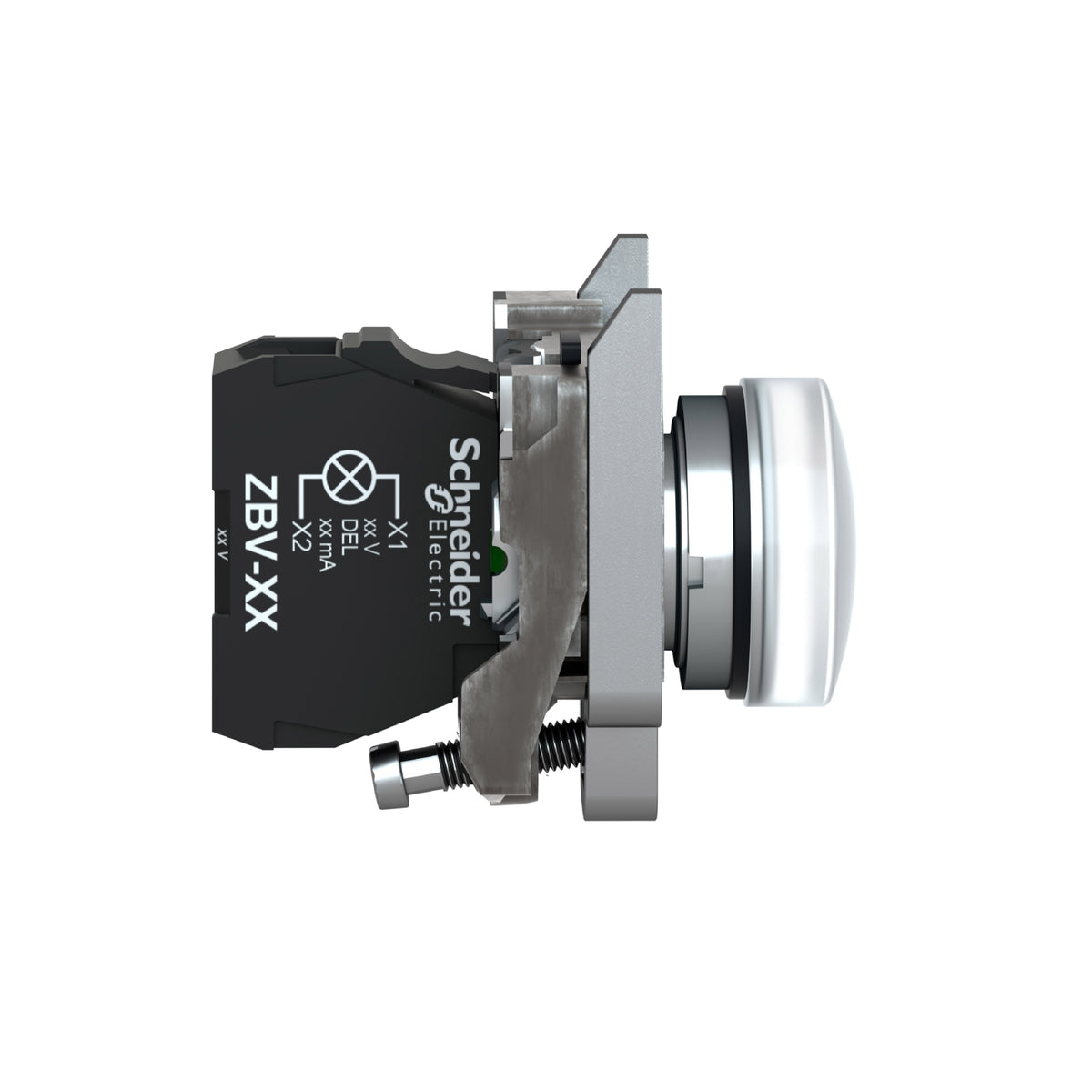 Luz Piloto Redondo Ø 22- IP65-Blanco-LED Integral-120 V-Terminales Schneider Electric XB4BVG1