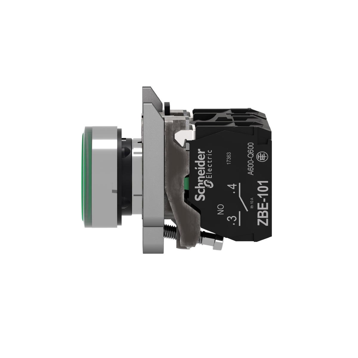 Pulsador Verde Luminoso Ø 22-Retorno Resorte Nivelado-24 V-1 Na + 1 NC Schneider Electric XB4BW33B5