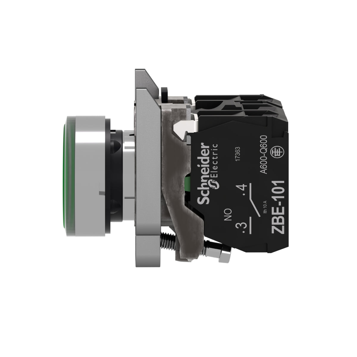 Pulsador Verde Iluminado Ø 22-Retorno Resorte Nivelado-240 V-1 Na + 1 NC Schneider Electric XB4BW33M5