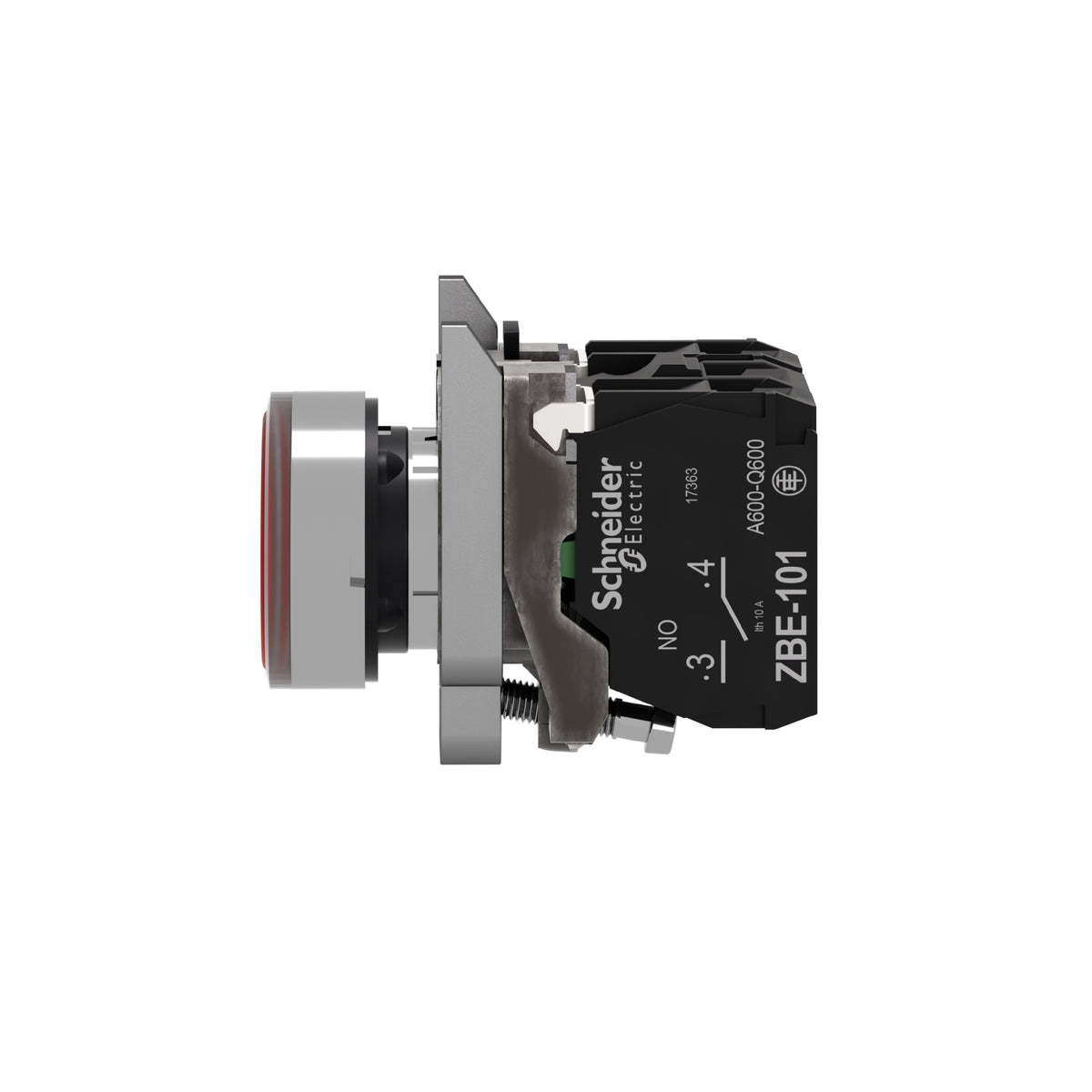 Pulsador Rojo Luminoso Ø 22-Retorno Resorte Nivelado-120 V-1 Na + 1 NC Schneider Electric XB4BW34G5
