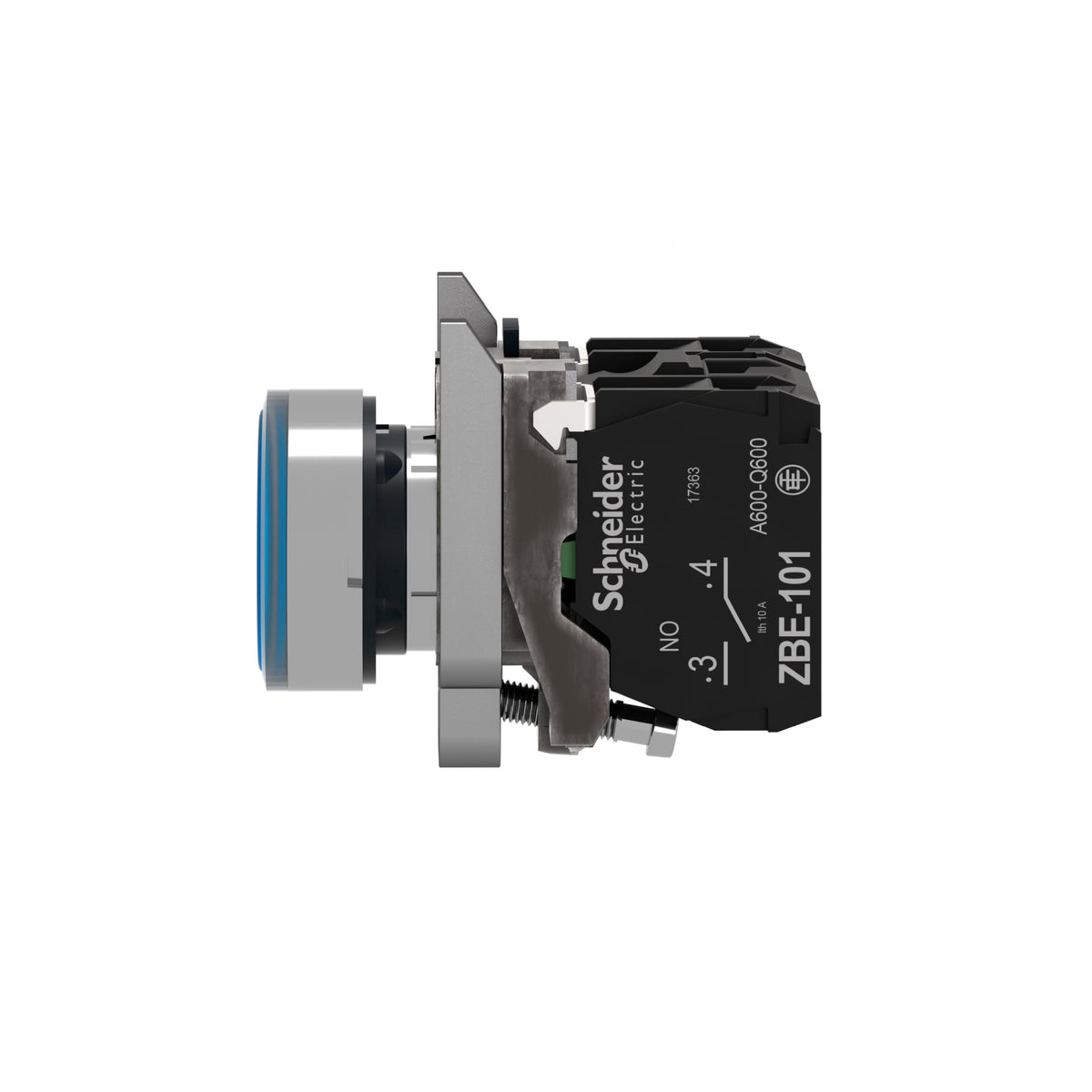 Pulsador Azul Luminoso Ø 22-Retorno Resorte Nivelado-24 V-1 Na + 1 NC Schneider Electric XB4BW36B5