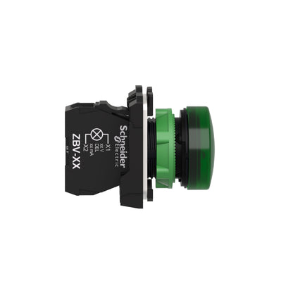 Piloto Luminoso Redondo Ø 22- IP65-Verde-LED Integral-240 V-Terminales Schneider Electric XB5AVM3