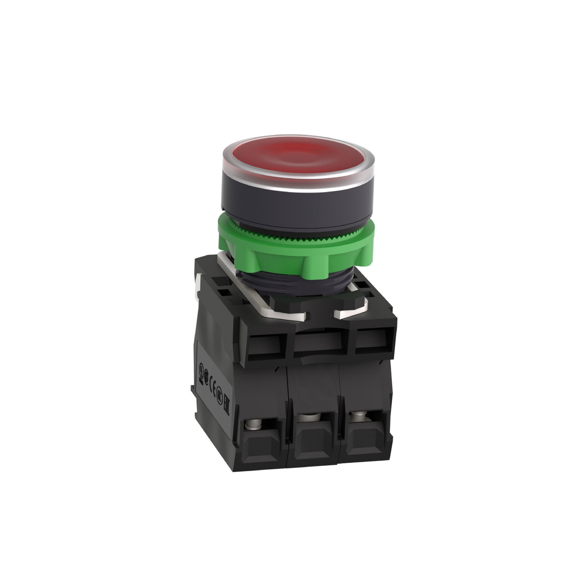 Pulsador Rojo Luminoso Ø 22-Retorno Resorte Nivelado-120 V-1 Na + 1 NC Schneider Electric XB5AW34G5