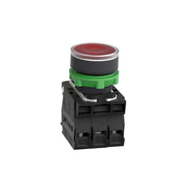 Pulsador Rojo Luminoso Ø 22-Retorno Resorte Nivelado-120 V-1 Na + 1 NC Schneider Electric XB5AW34G5