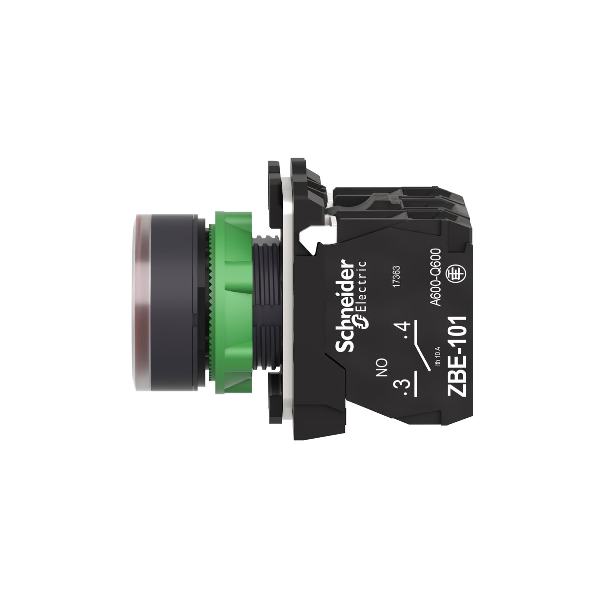 Pulsador Rojo Luminoso Ø 22-Retorno Resorte Nivelado-120 V-1 Na + 1 NC Schneider Electric XB5AW34G5