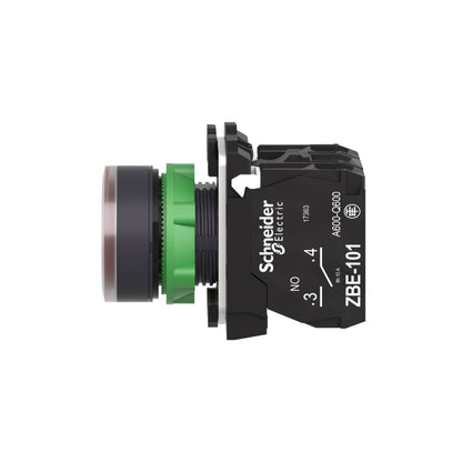 Pulsador Rojo Luminoso Ø 22-Retorno Resorte Nivelado-120 V-1 Na + 1 NC Schneider Electric XB5AW34G5