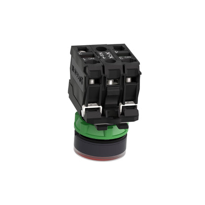 Pulsador Rojo Luminoso Ø 22-Retorno Resorte Nivelado-120 V-1 Na + 1 NC Schneider Electric XB5AW34G5