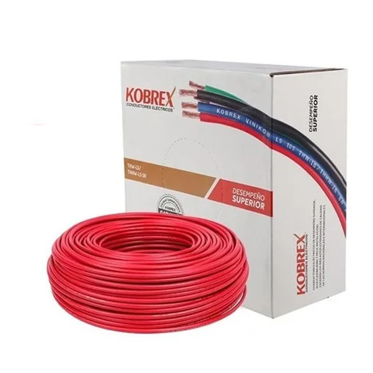 Caja de cable calibre 12 KOBREX vinikob LS 105 THW-LS/THHW-LS CT-SR RoHS 600V Rojo