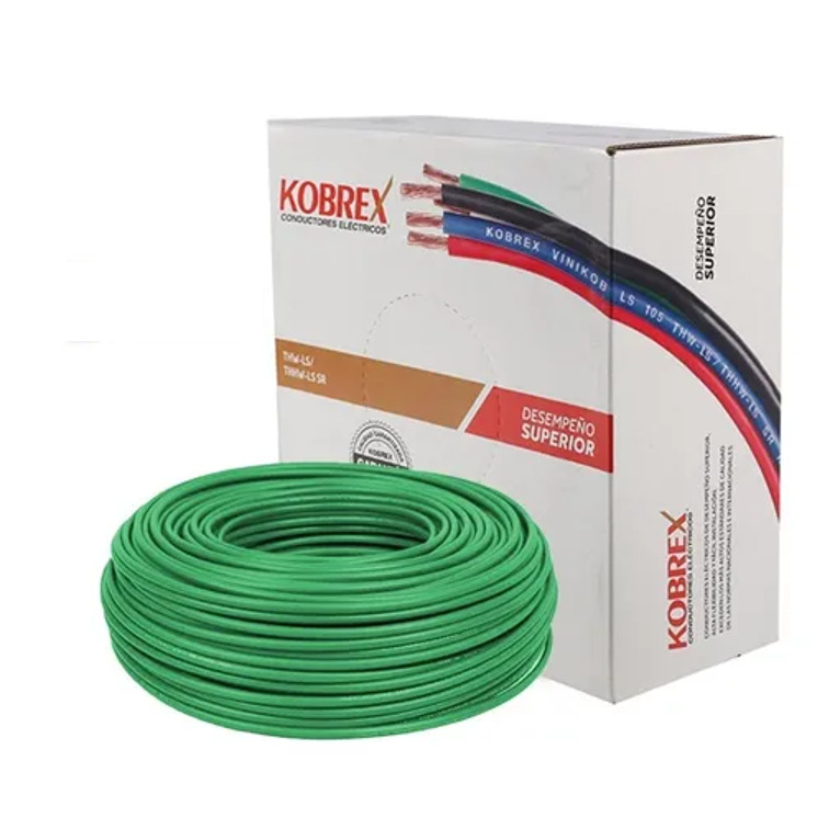 Caja de cable calibre 12 KOBREX vinikob LS 105 THW-LS/THHW-LS CT-SR RoHS 600V Verde