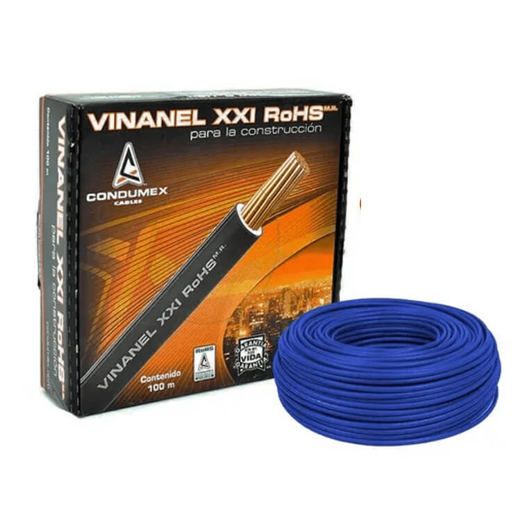 Caja de cable calibre 12 CONDUMEX THW vinanel XXI 600V Antillama Azul