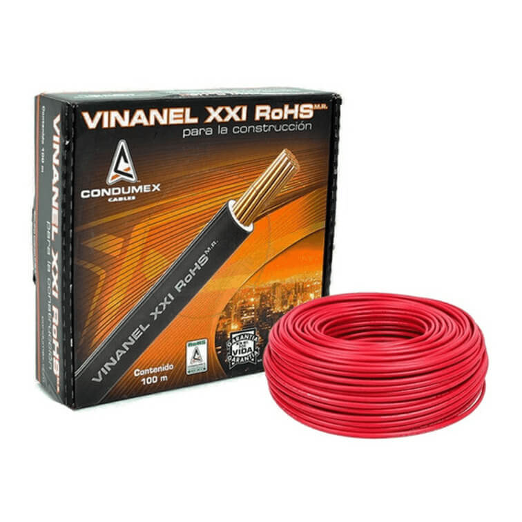 Caja de cable calibre 12 CONDUMEX THW vinanel XXI 600V Antillama Rojo