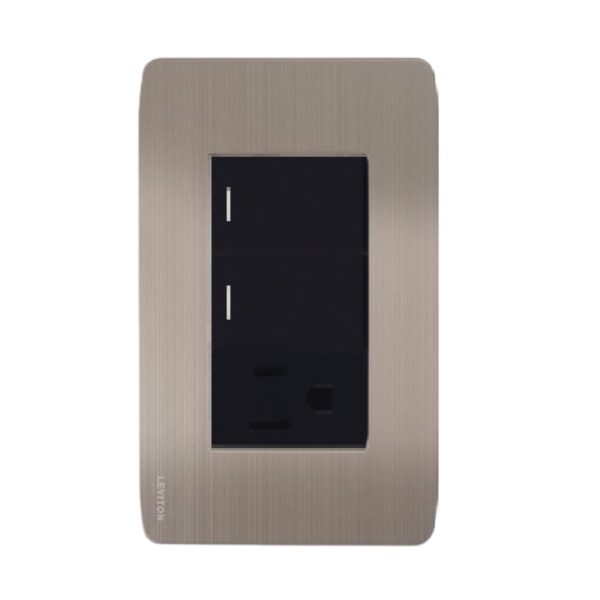 Placa armada con 2 Interruptores y Contacto Stalo & Kristalo Leviton