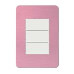 Placa rosa compuesta de 3 módulos, Venus Pink + 3 interruptores sencillos | Orión. Schneider Electric