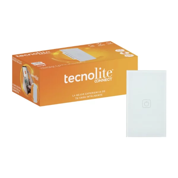 241-TSWI1MVBTCW-Apagador inteligente WIFI 1 botón Blanco Tecnolite Connect