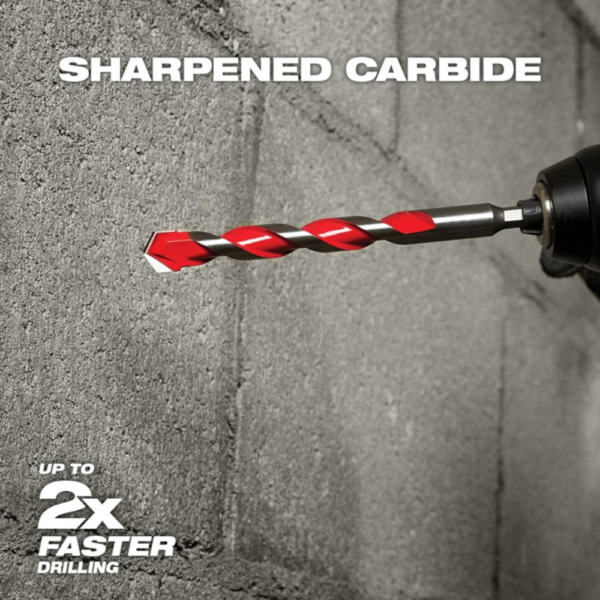 Broca de Carburo para Taladro Percutor Shockwave de 1/4" x 4" x 6" Milwaukee - Imagen 3