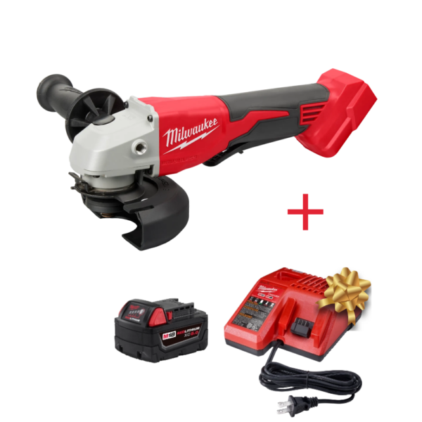 Esmeril M18 FUEL 4-12 5 con Freno Doble Gatillo Milwaukee 2986-20 + Kit Batería y Cargador