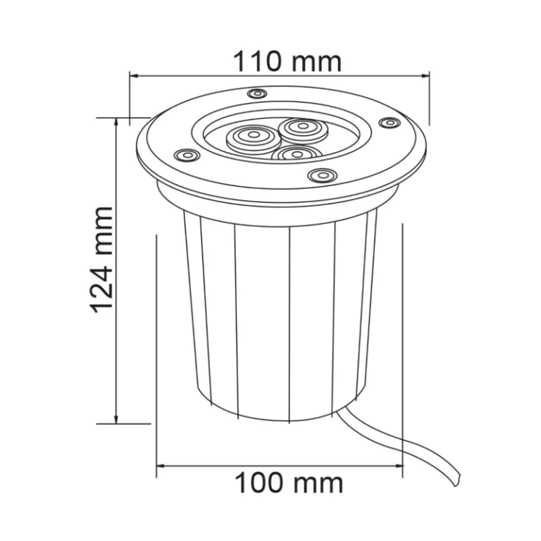 H-520-3W-30-Lámpara sumergible LED Luz cálida 3W Acero ino-Dijon Tecnolite