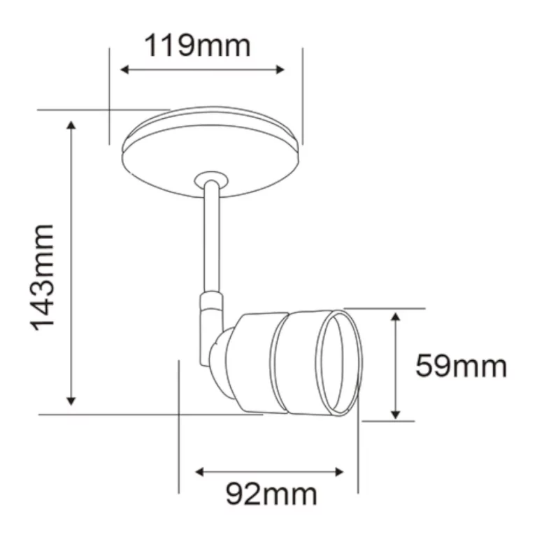 241-60YSN368LMVN-Lámpara de techo dirigible GU10 6W Negro Tecnolite