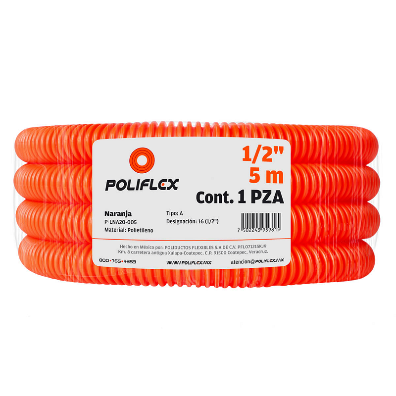 Poliducto naranja 1/2" (Rollo 5 m) | Poliflex